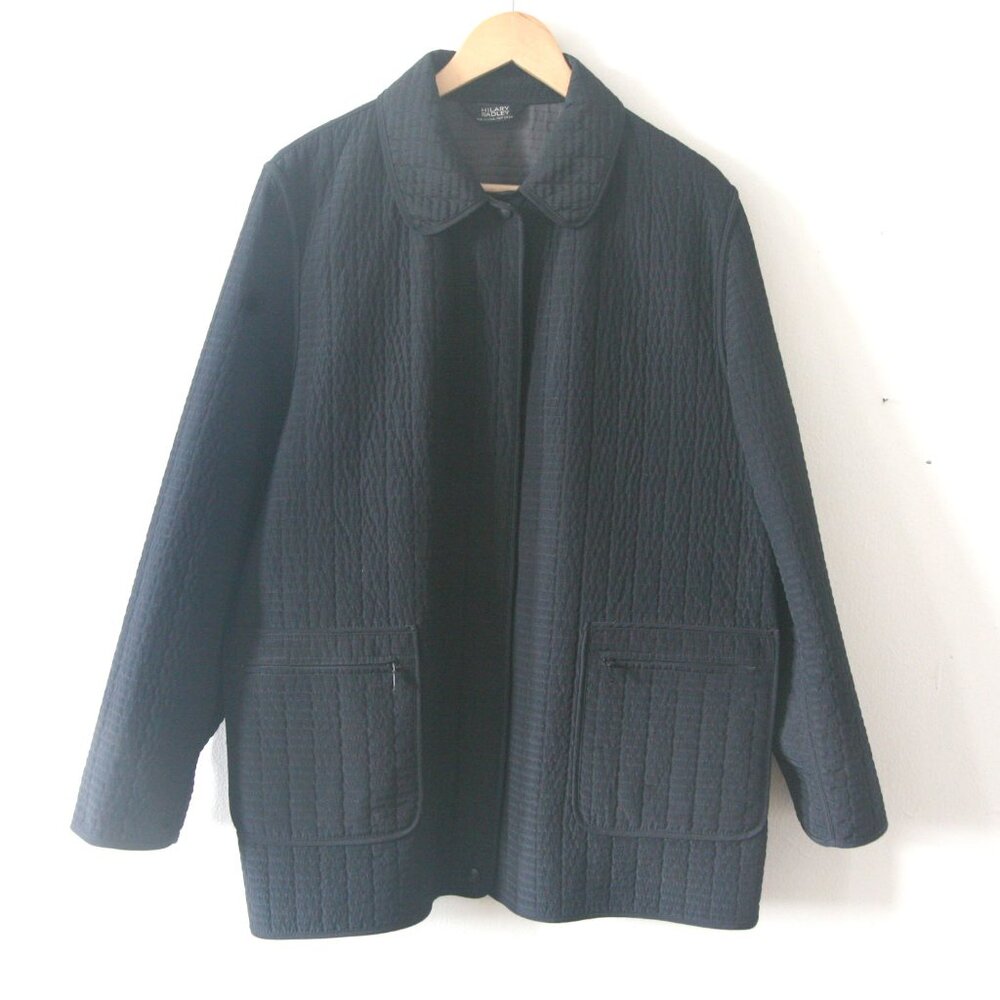 Size L - HILARY RIDLEY Women's Black Quilted Classic Barn Jacket / Coat
